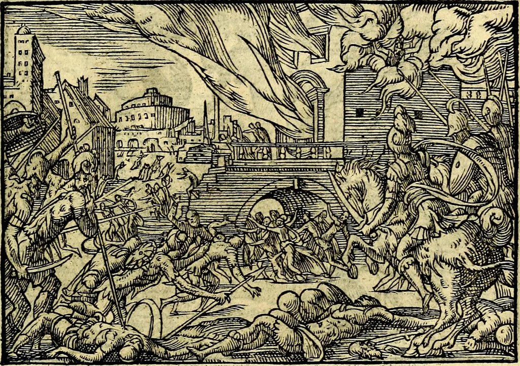 An illustration from Historiarvm memorabilivm ex Exodo, sequentibusq́ [] libris descriptio, 1558, leaf 112