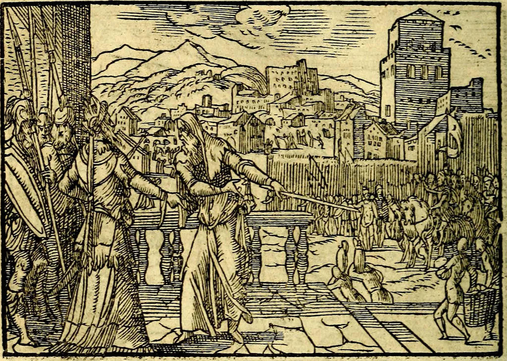 An illustration from Historiarvm memorabilivm ex Exodo, sequentibusq́ [] libris descriptio, 1558, leaf 117