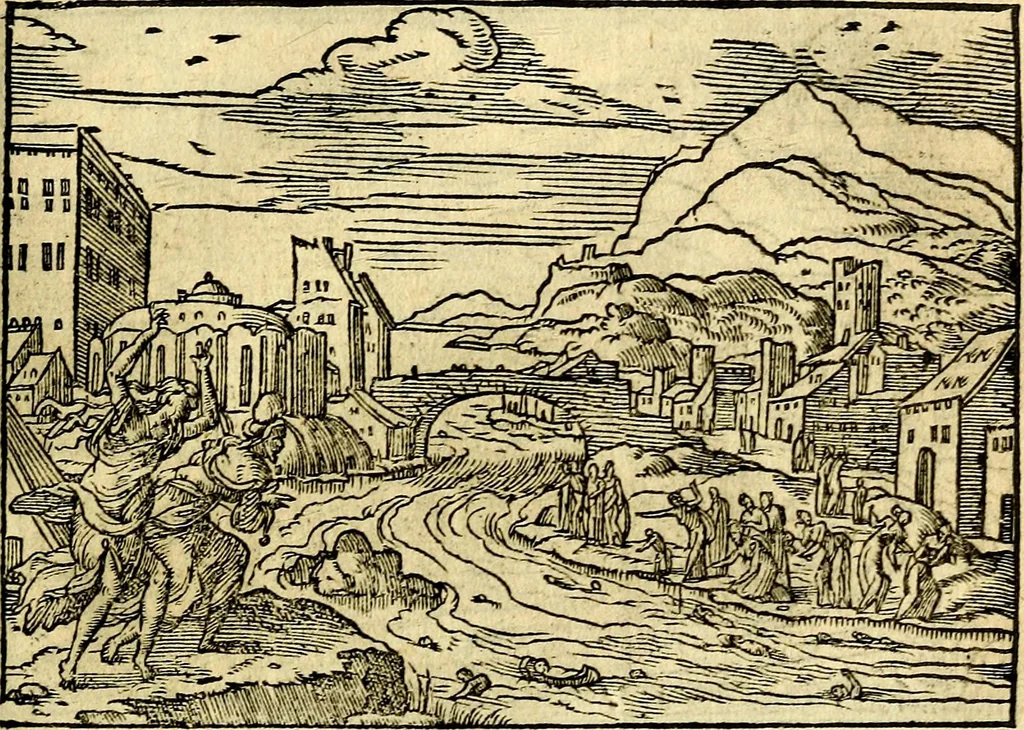An illustration from Historiarvm memorabilivm ex Exodo, sequentibusq́ [] libris descriptio, 1558, leaf 12