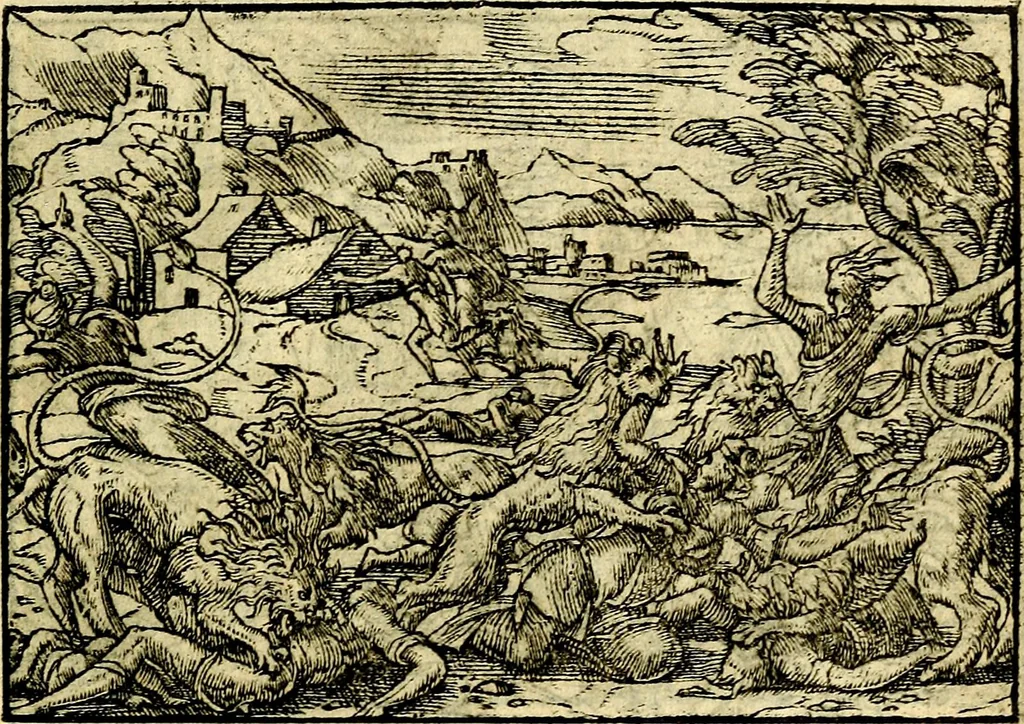 An illustration from Historiarvm memorabilivm ex Exodo, sequentibusq́ [] libris descriptio, 1558, leaf 120