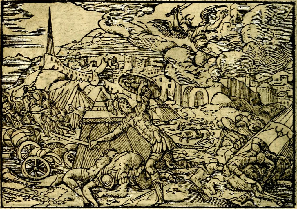 An illustration from Historiarvm memorabilivm ex Exodo, sequentibusq́ [] libris descriptio, 1558, leaf 121