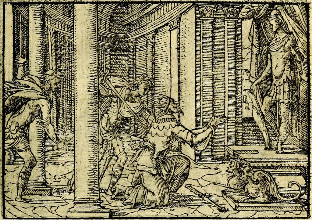 An illustration from Historiarvm memorabilivm ex Exodo, sequentibusq́ [] libris descriptio, 1558, leaf 122