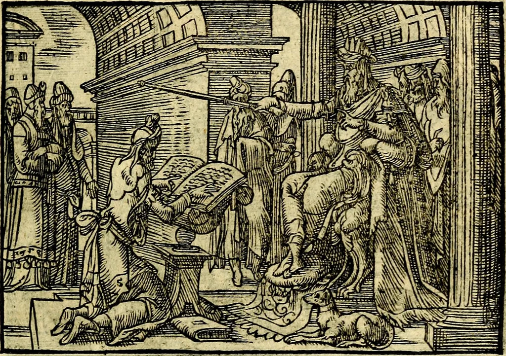 An illustration from Historiarvm memorabilivm ex Exodo, sequentibusq́ [] libris descriptio, 1558, leaf 124