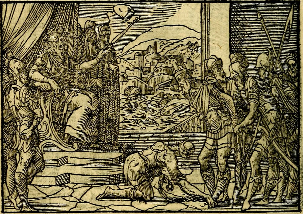 An illustration from Historiarvm memorabilivm ex Exodo, sequentibusq́ [] libris descriptio, 1558, leaf 125