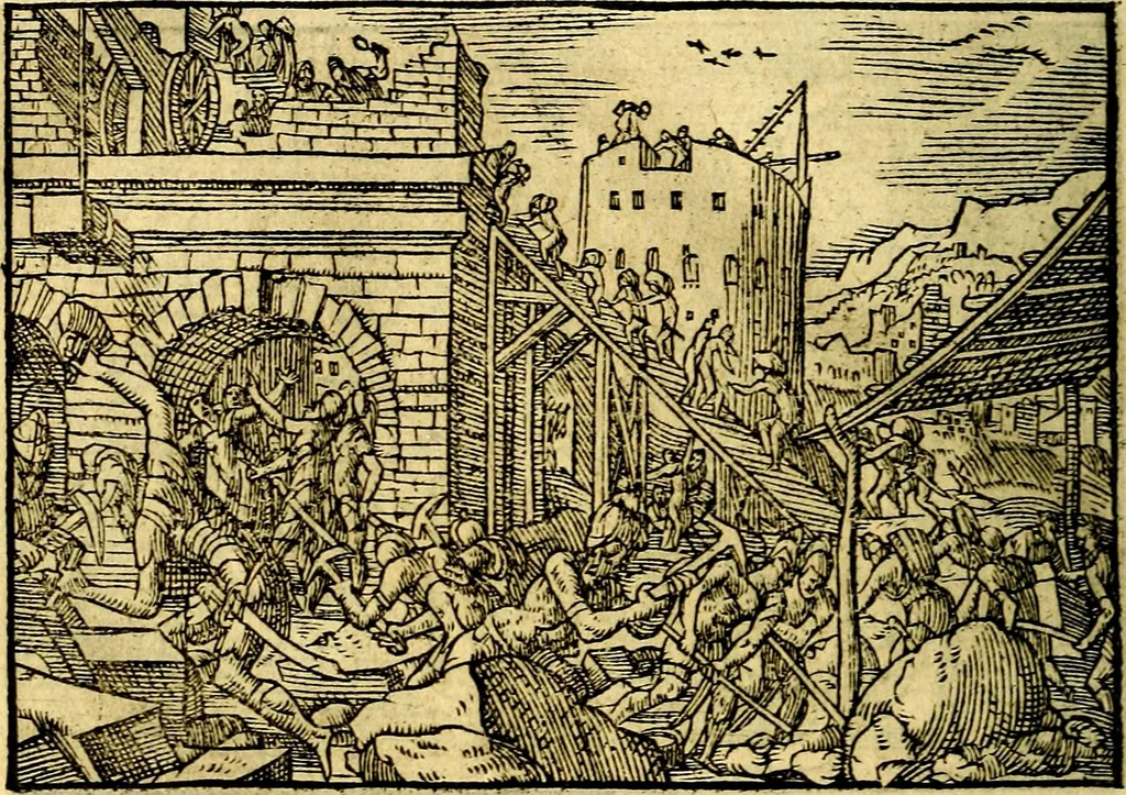 An illustration from Historiarvm memorabilivm ex Exodo, sequentibusq́ [] libris descriptio, 1558, leaf 129