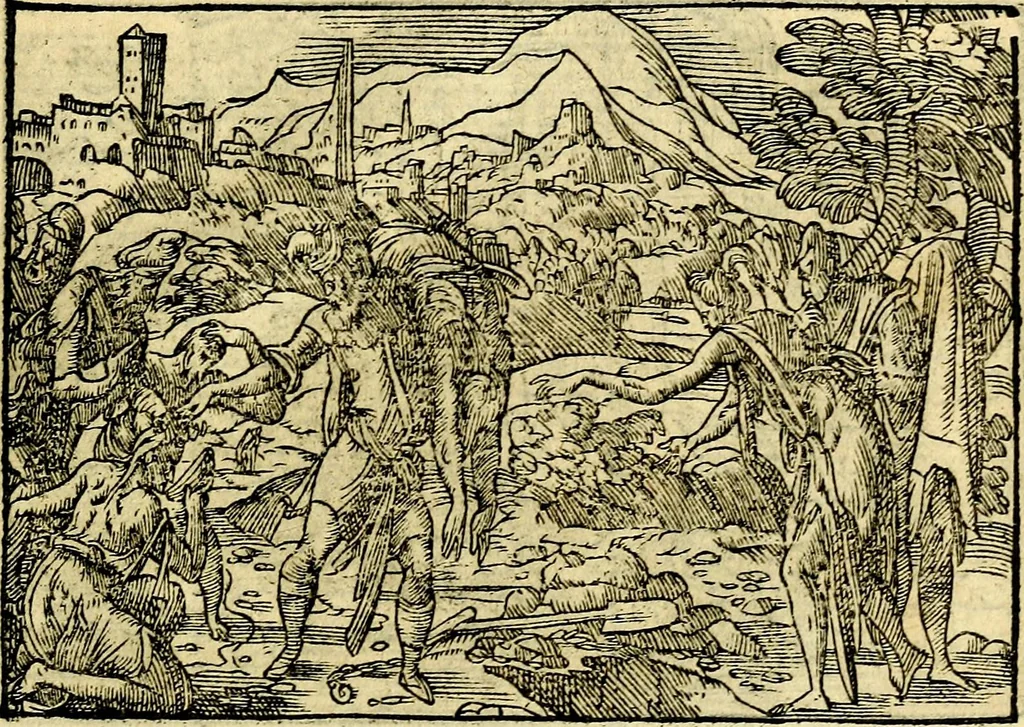 An illustration from Historiarvm memorabilivm ex Exodo, sequentibusq́ [] libris descriptio, 1558, leaf 130