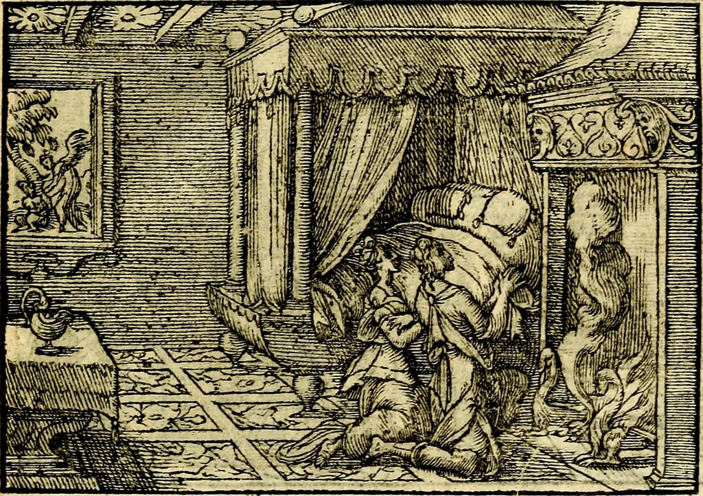 An illustration from Historiarvm memorabilivm ex Exodo, sequentibusq́ [] libris descriptio, 1558, leaf 132
