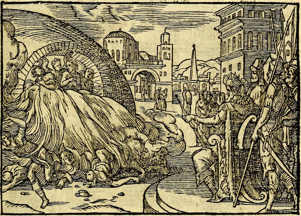 An illustration from Historiarvm memorabilivm ex Exodo, sequentibusq́ [] libris descriptio, 1558, leaf 138