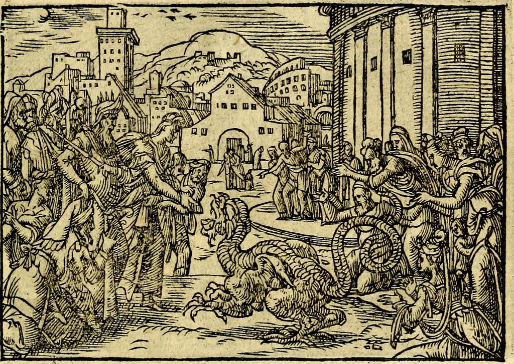 An illustration from Historiarvm memorabilivm ex Exodo, sequentibusq́ [] libris descriptio, 1558, leaf 140