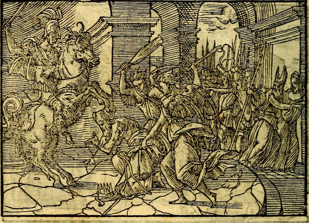 An illustration from Historiarvm memorabilivm ex Exodo, sequentibusq́ [] libris descriptio, 1558, leaf 145
