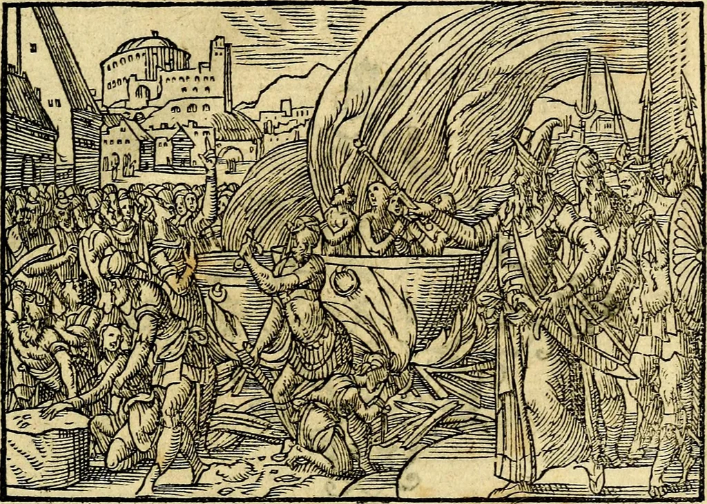 An illustration from Historiarvm memorabilivm ex Exodo, sequentibusq́ [] libris descriptio, 1558, leaf 146