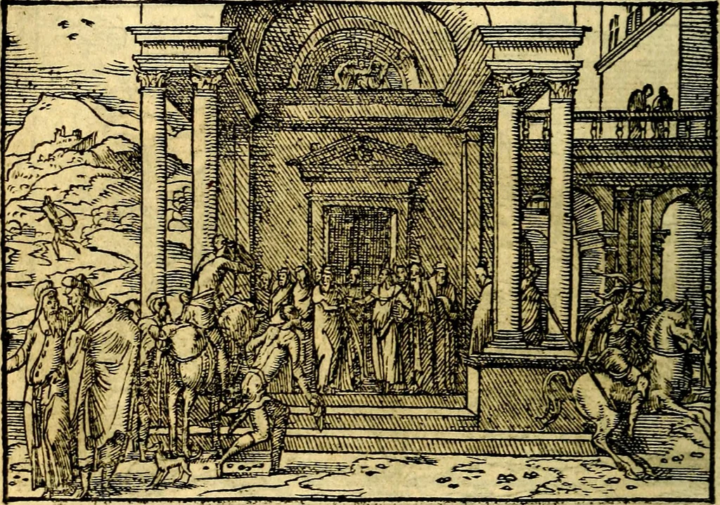 An illustration from Historiarvm memorabilivm ex Exodo, sequentibusq́ [] libris descriptio, 1558, leaf 17