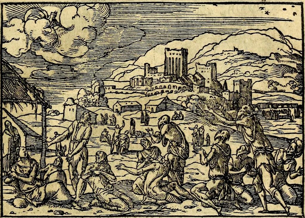 An illustration from Historiarvm memorabilivm ex Exodo, sequentibusq́ [] libris descriptio, 1558, leaf 20