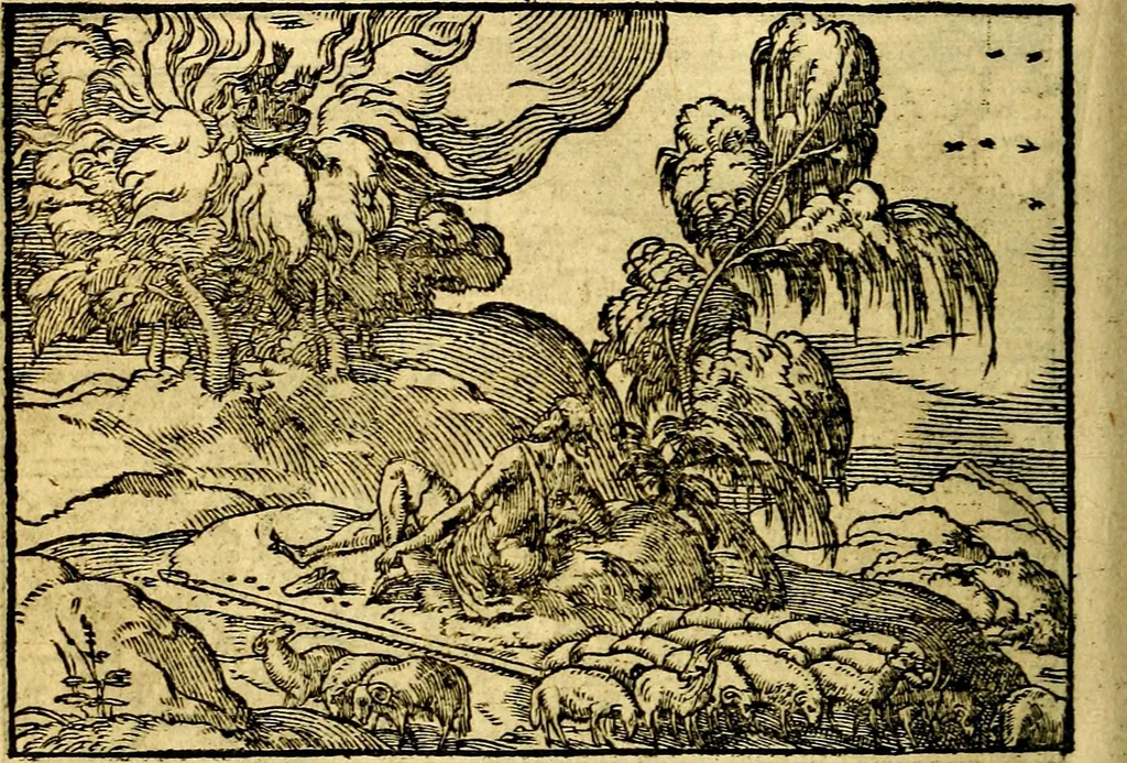 An illustration from Historiarvm memorabilivm ex Exodo, sequentibusq́ [] libris descriptio, 1558, leaf 21