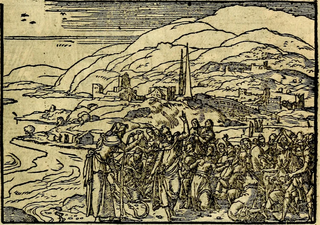 An illustration from Historiarvm memorabilivm ex Exodo, sequentibusq́ [] libris descriptio, 1558, leaf 24