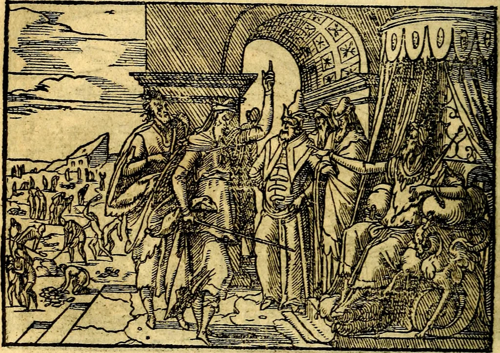 An illustration from Historiarvm memorabilivm ex Exodo, sequentibusq́ [] libris descriptio, 1558, leaf 25