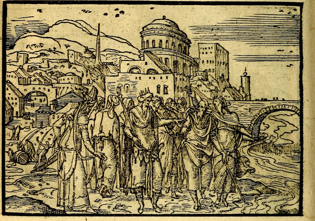An illustration from Historiarvm memorabilivm ex Exodo, sequentibusq́ [] libris descriptio, 1558, leaf 27