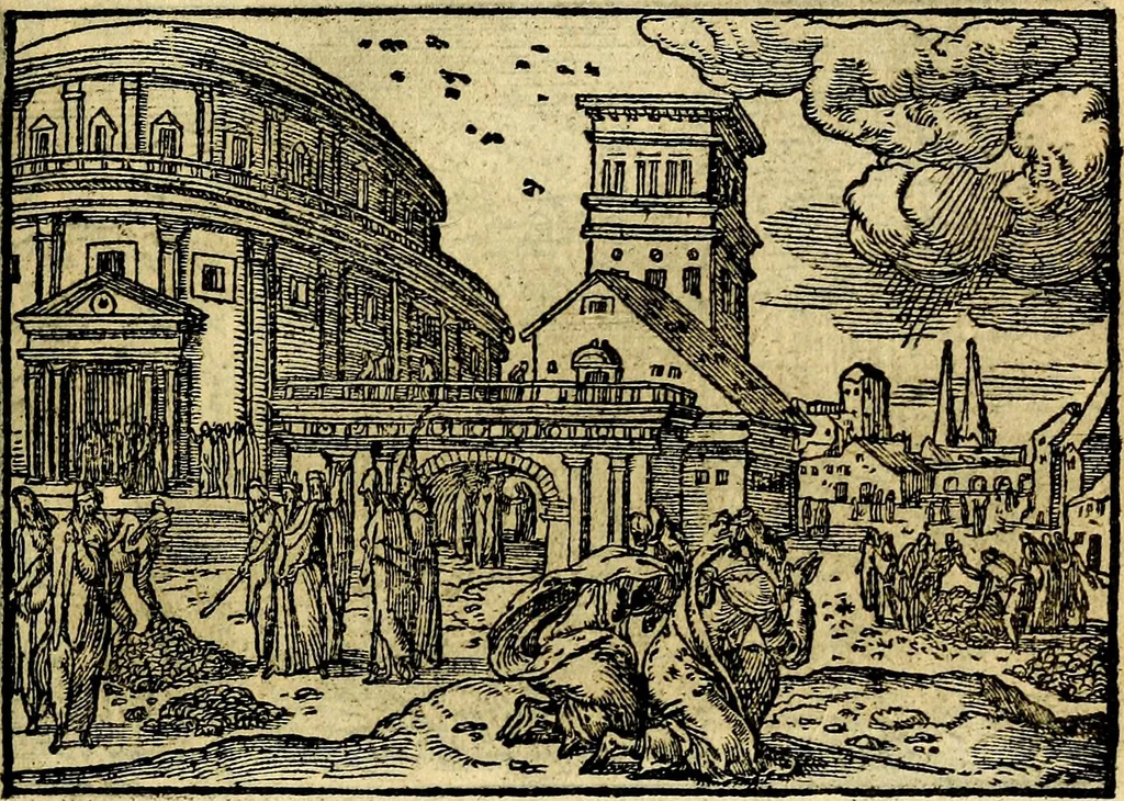 An illustration from Historiarvm memorabilivm ex Exodo, sequentibusq́ [] libris descriptio, 1558, leaf 30