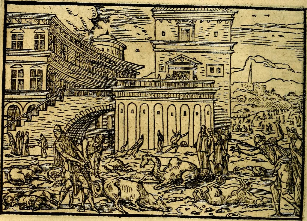 An illustration from Historiarvm memorabilivm ex Exodo, sequentibusq́ [] libris descriptio, 1558, leaf 33
