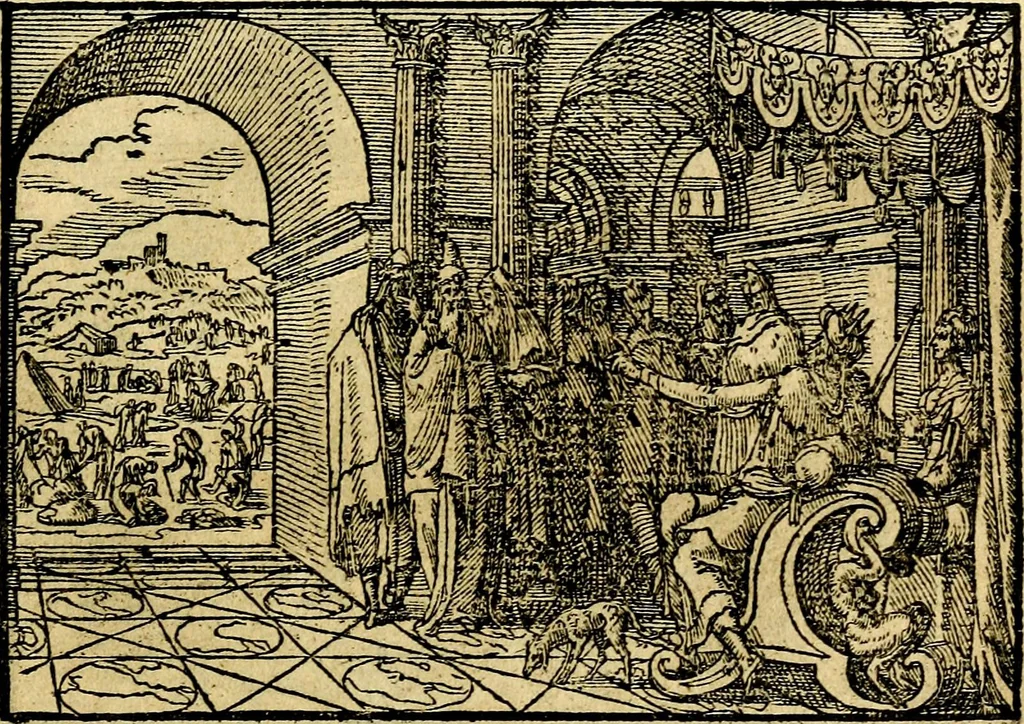 An illustration from Historiarvm memorabilivm ex Exodo, sequentibusq́ [] libris descriptio, 1558, leaf 34