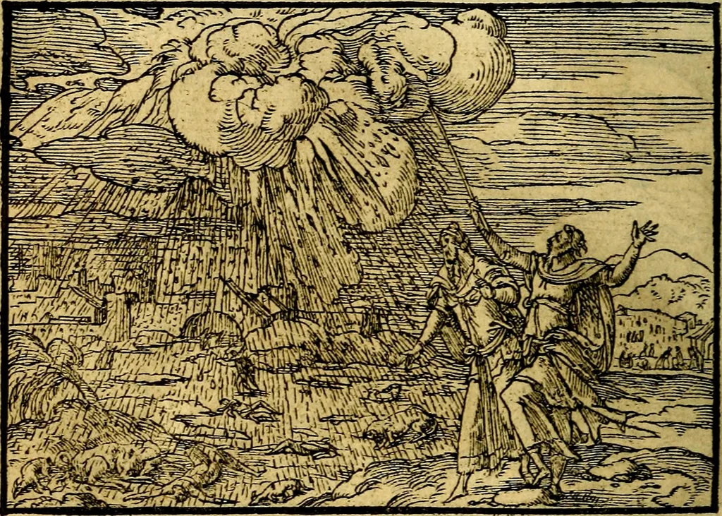 An illustration from Historiarvm memorabilivm ex Exodo, sequentibusq́ [] libris descriptio, 1558, leaf 35