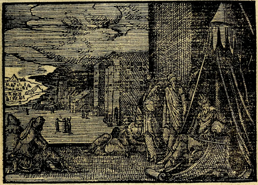 An illustration from Historiarvm memorabilivm ex Exodo, sequentibusq́ [] libris descriptio, 1558, leaf 38