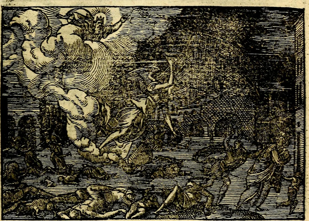 An illustration from Historiarvm memorabilivm ex Exodo, sequentibusq́ [] libris descriptio, 1558, leaf 40