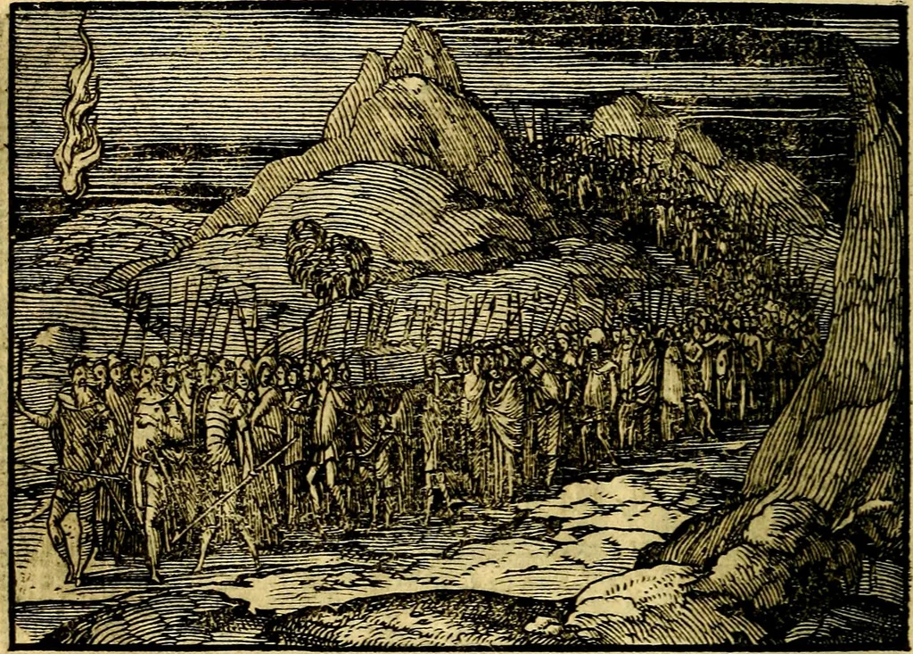 An illustration from Historiarvm memorabilivm ex Exodo, sequentibusq́ [] libris descriptio, 1558, leaf 43