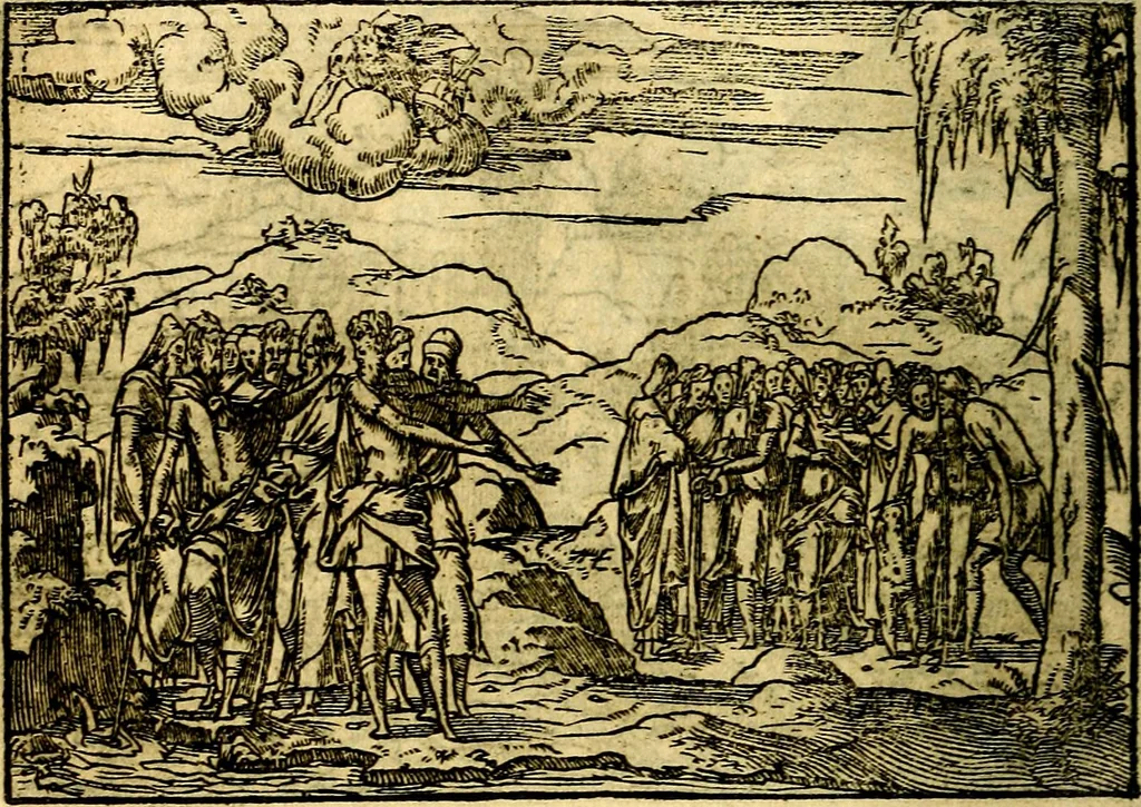An illustration from Historiarvm memorabilivm ex Exodo, sequentibusq́ [] libris descriptio, 1558, leaf 47