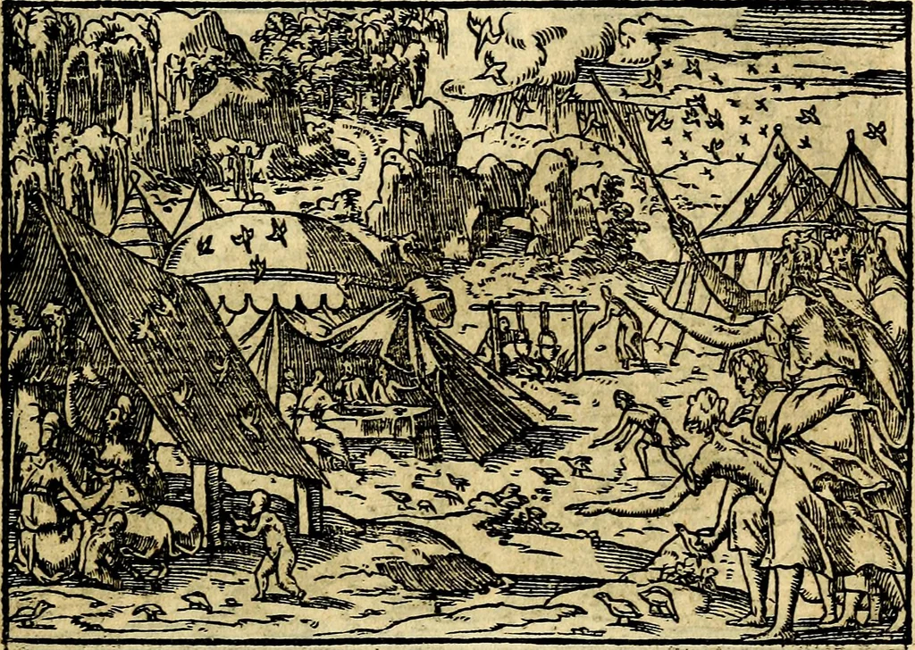 An illustration from Historiarvm memorabilivm ex Exodo, sequentibusq́ [] libris descriptio, 1558, leaf 50