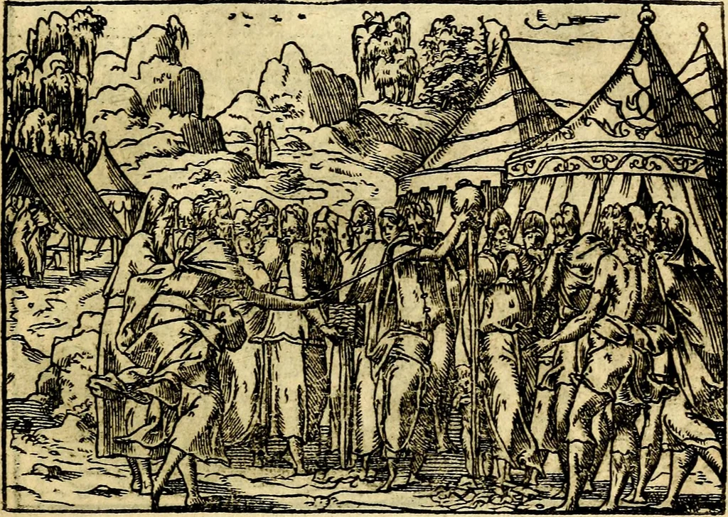 An illustration from Historiarvm memorabilivm ex Exodo, sequentibusq́ [] libris descriptio, 1558, leaf 52