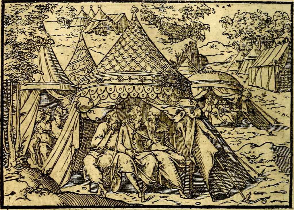 An illustration from Historiarvm memorabilivm ex Exodo, sequentibusq́ [] libris descriptio, 1558, leaf 53