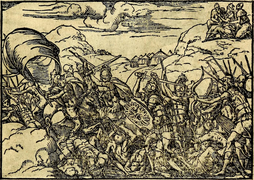 An illustration from Historiarvm memorabilivm ex Exodo, sequentibusq́ [] libris descriptio, 1558, leaf 56