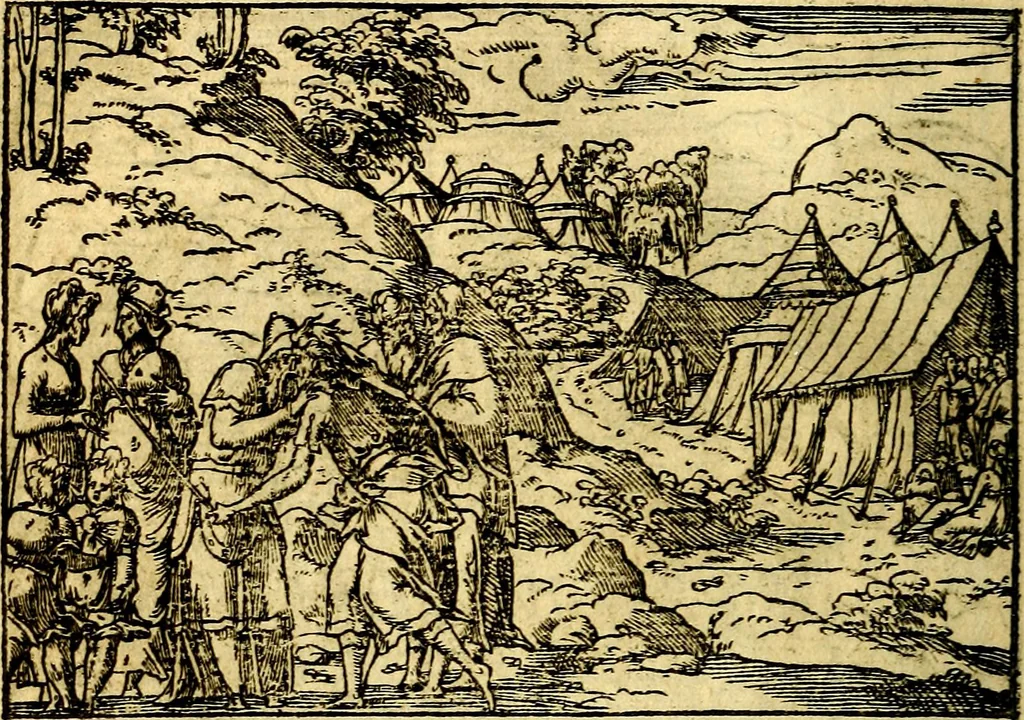 An illustration from Historiarvm memorabilivm ex Exodo, sequentibusq́ [] libris descriptio, 1558, leaf 57