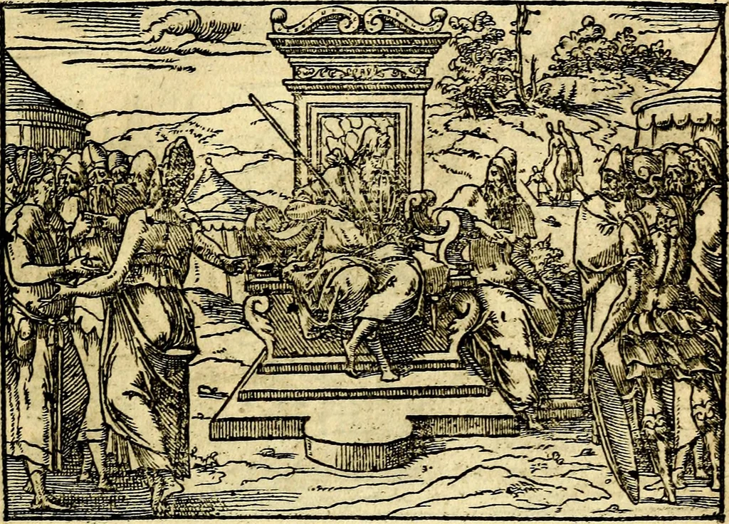 An illustration from Historiarvm memorabilivm ex Exodo, sequentibusq́ [] libris descriptio, 1558, leaf 58