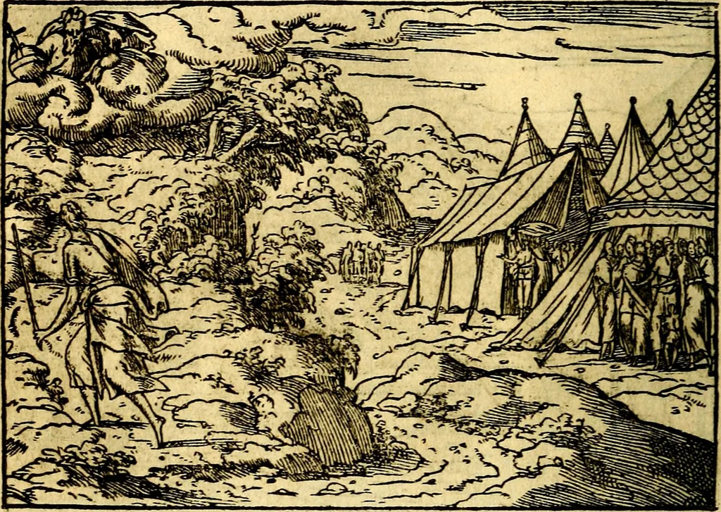 An illustration from Historiarvm memorabilivm ex Exodo, sequentibusq́ [] libris descriptio, 1558, leaf 59