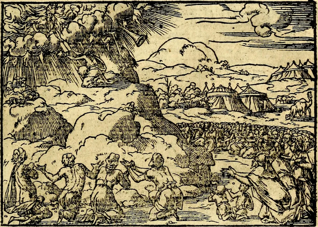 An illustration from Historiarvm memorabilivm ex Exodo, sequentibusq́ [] libris descriptio, 1558, leaf 62