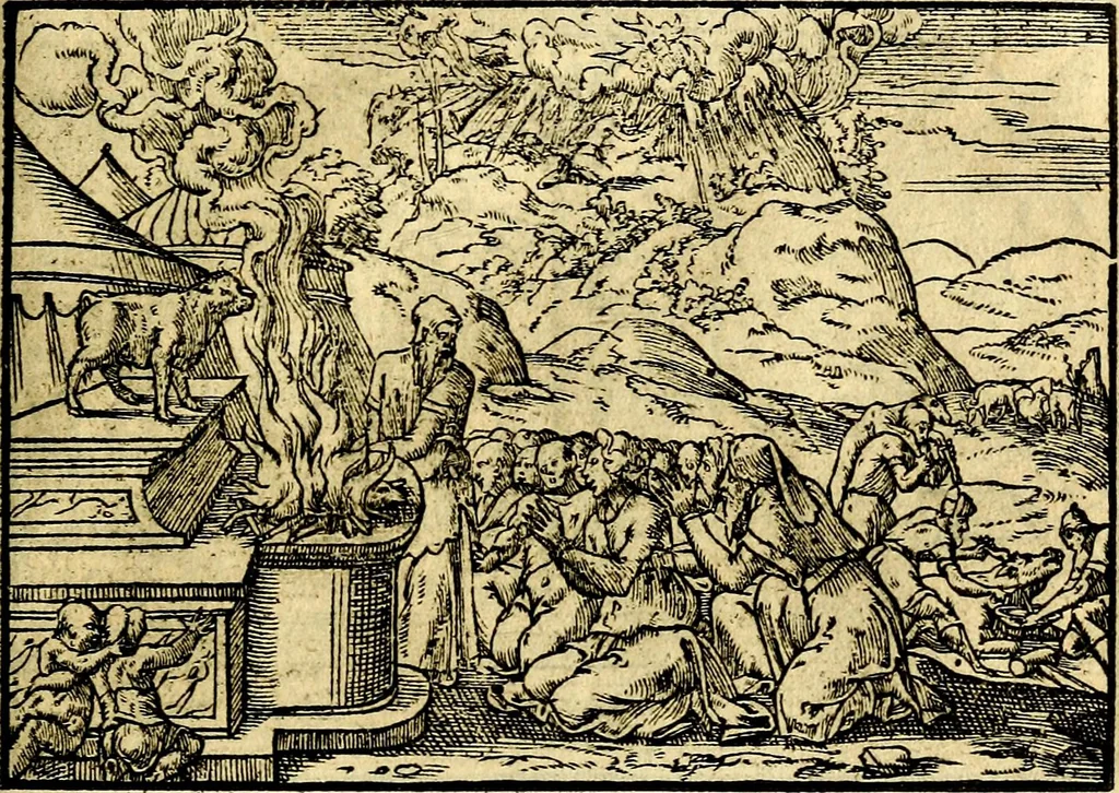 An illustration from Historiarvm memorabilivm ex Exodo, sequentibusq́ [] libris descriptio, 1558, leaf 64