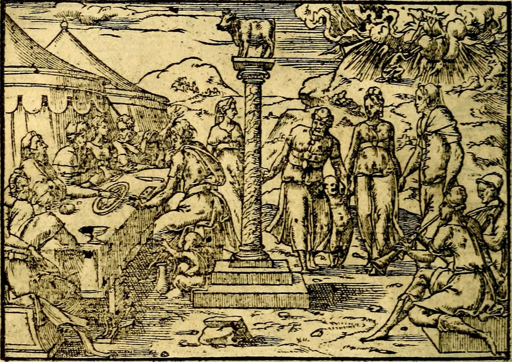 An illustration from Historiarvm memorabilivm ex Exodo, sequentibusq́ [] libris descriptio, 1558, leaf 65