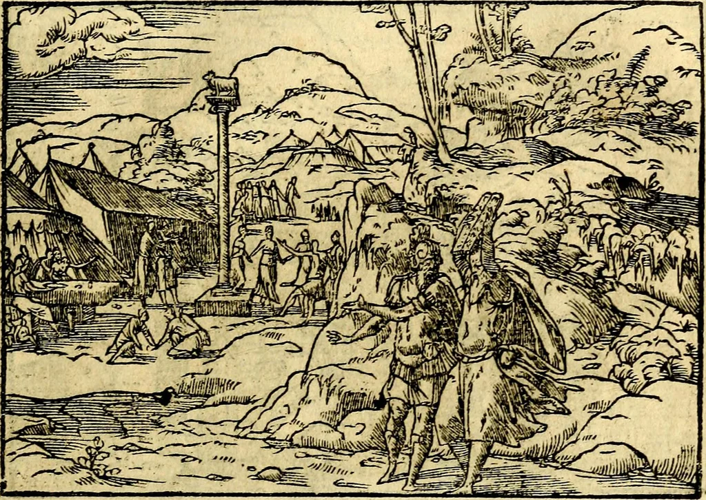 An illustration from Historiarvm memorabilivm ex Exodo, sequentibusq́ [] libris descriptio, 1558, leaf 66