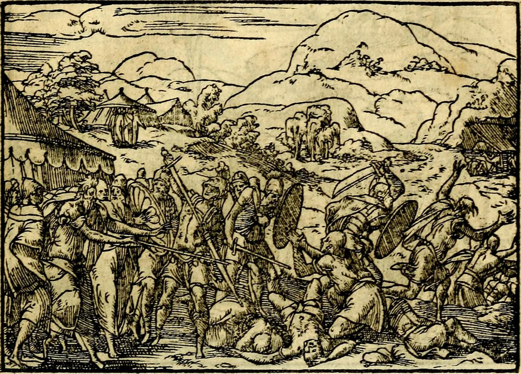 An illustration from Historiarvm memorabilivm ex Exodo, sequentibusq́ [] libris descriptio, 1558, leaf 68