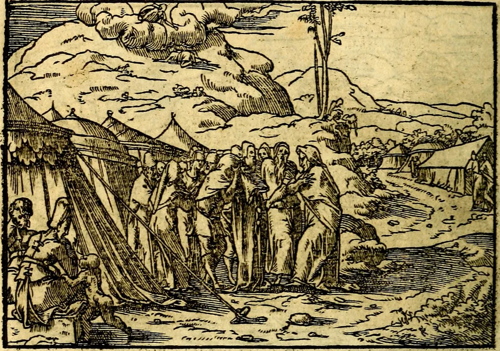 An illustration from Historiarvm memorabilivm ex Exodo, sequentibusq́ [] libris descriptio, 1558, leaf 69