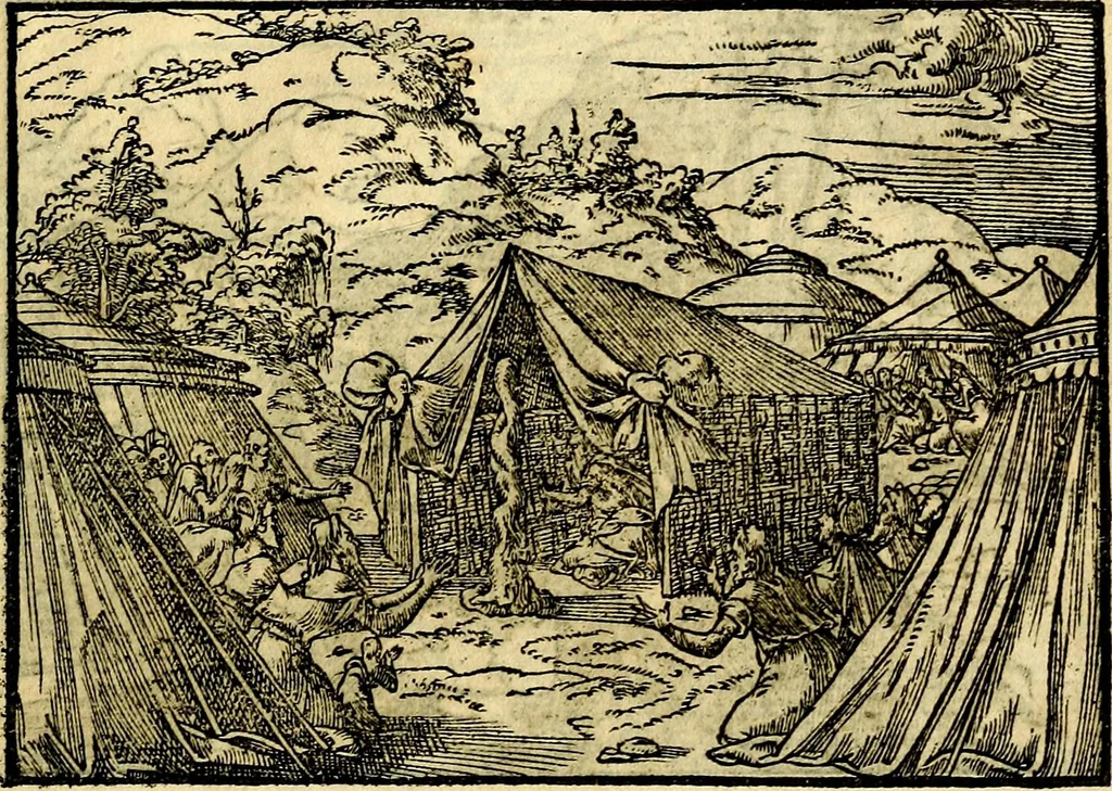 An illustration from Historiarvm memorabilivm ex Exodo, sequentibusq́ [] libris descriptio, 1558, leaf 70