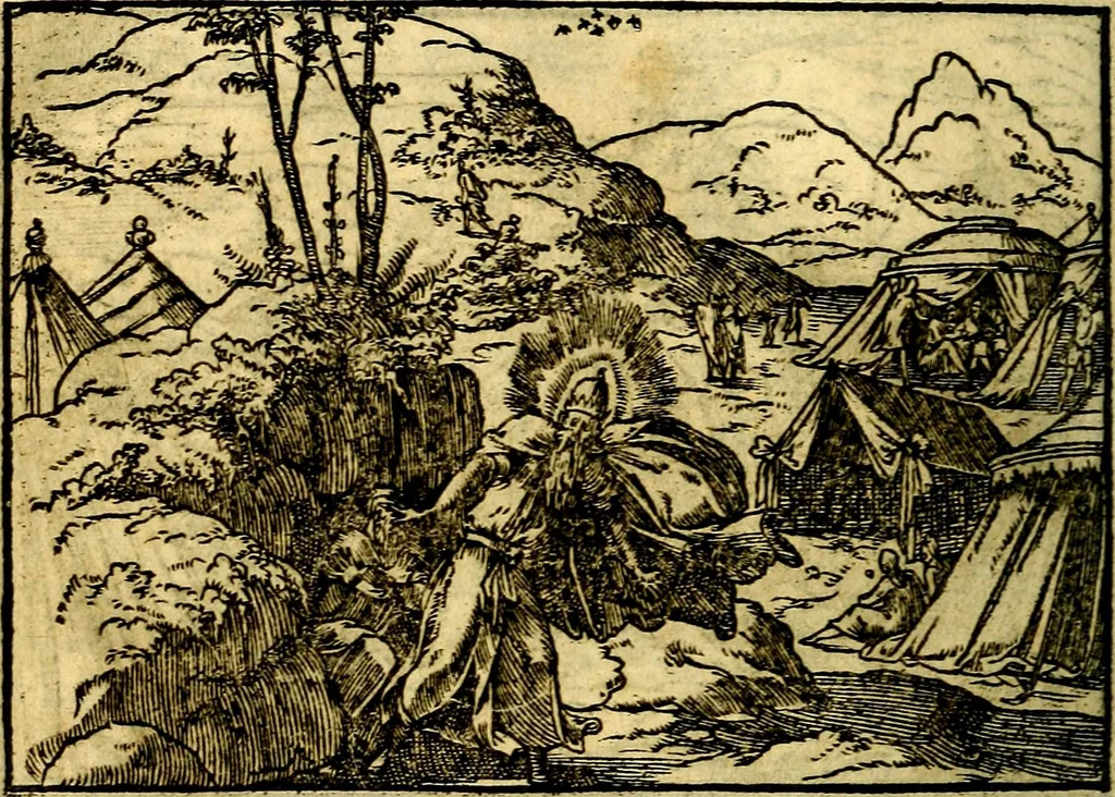 An illustration from Historiarvm memorabilivm ex Exodo, sequentibusq́ [] libris descriptio, 1558, leaf 71