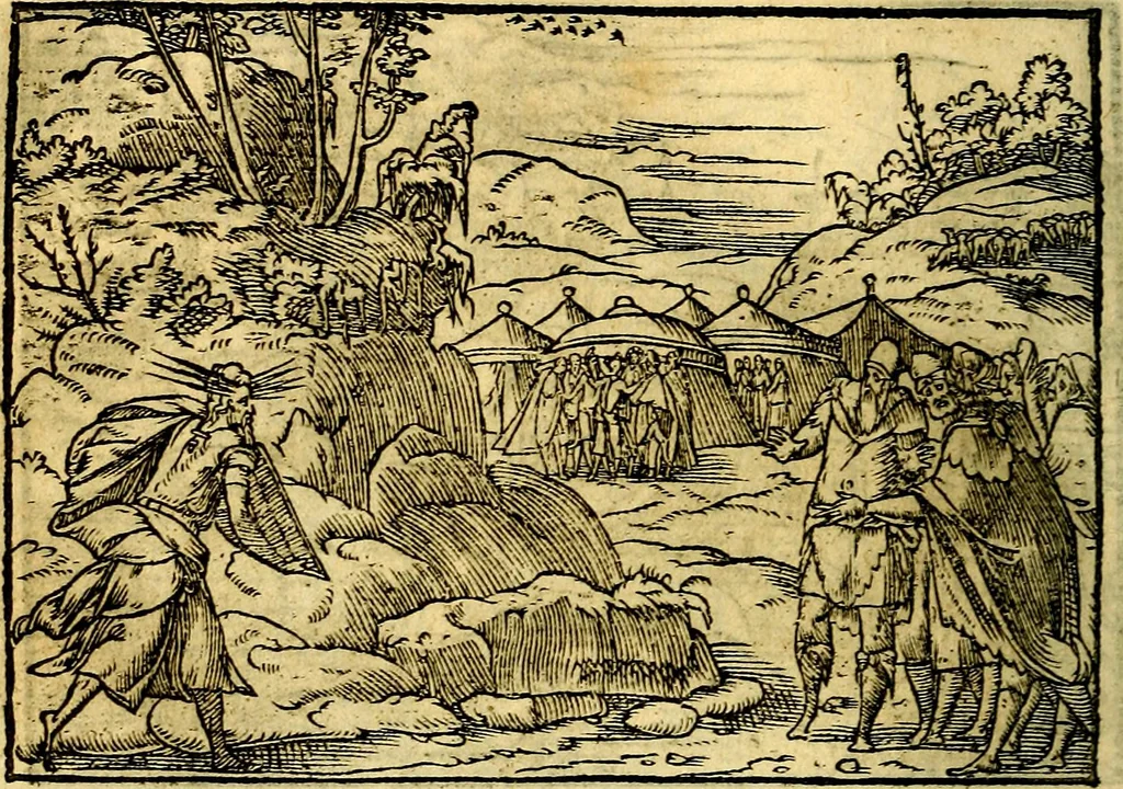 An illustration from Historiarvm memorabilivm ex Exodo, sequentibusq́ [] libris descriptio, 1558, leaf 73