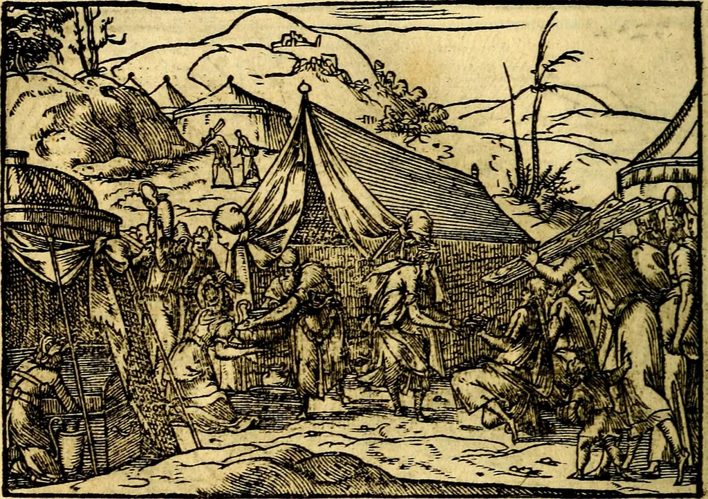 An illustration from Historiarvm memorabilivm ex Exodo, sequentibusq́ [] libris descriptio, 1558, leaf 75