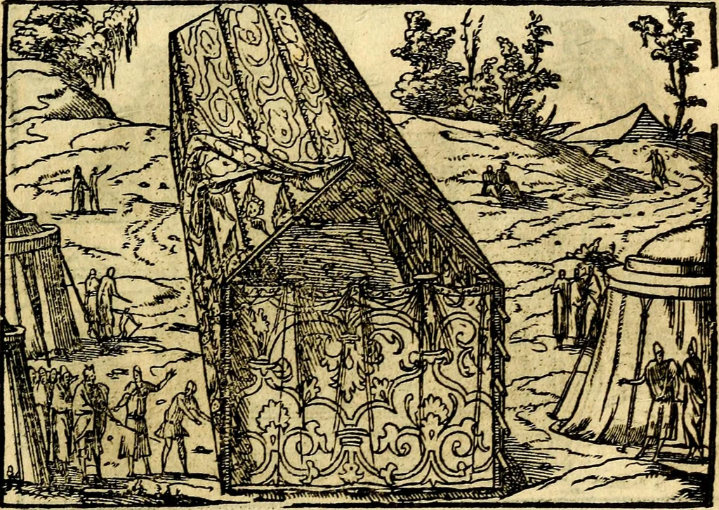 An illustration from Historiarvm memorabilivm ex Exodo, sequentibusq́ [] libris descriptio, 1558, leaf 76