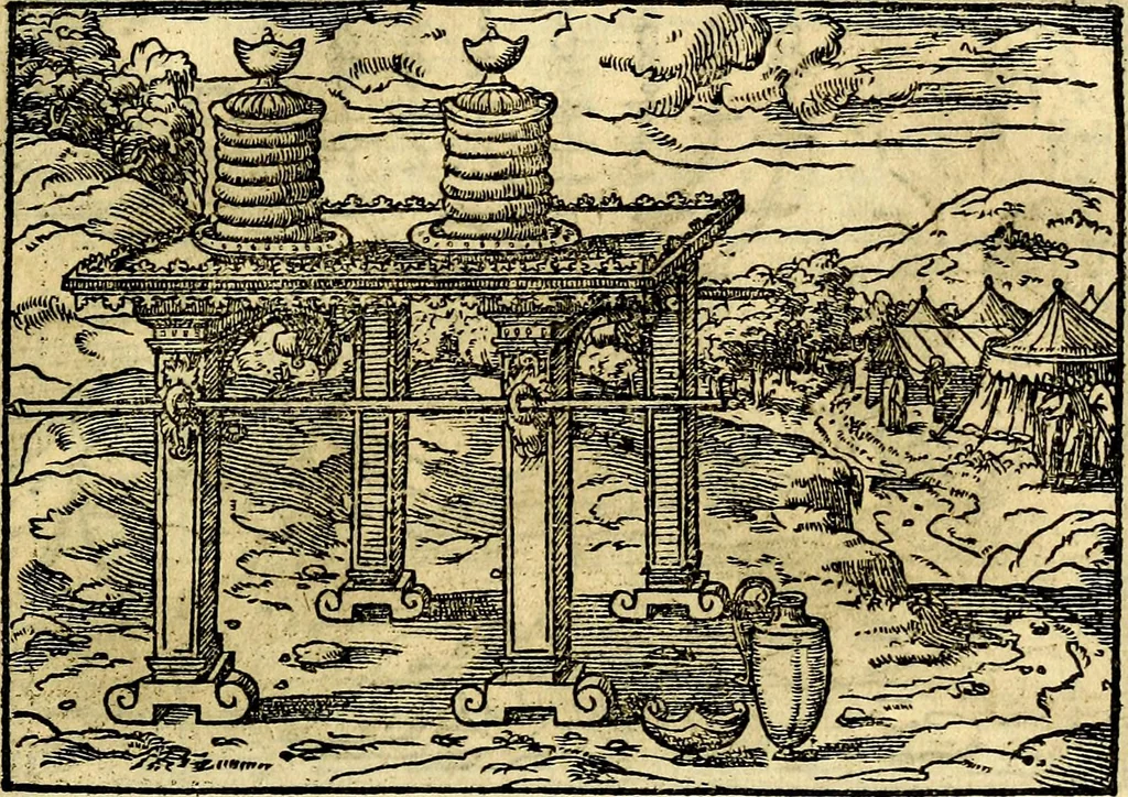 An illustration from Historiarvm memorabilivm ex Exodo, sequentibusq́ [] libris descriptio, 1558, leaf 78