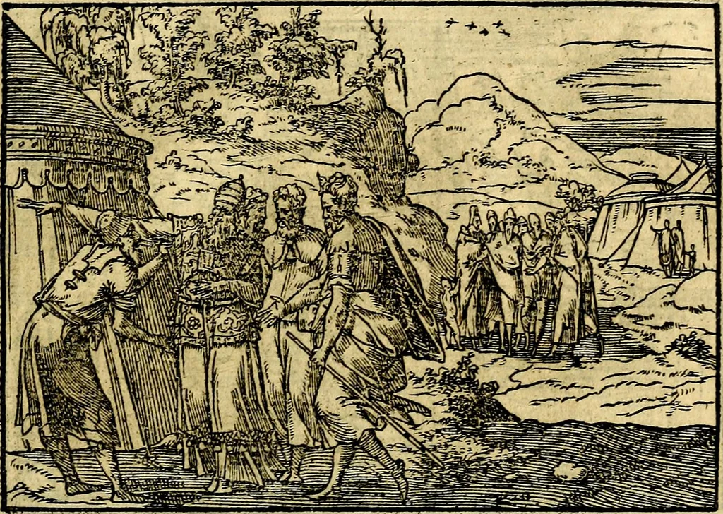 An illustration from Historiarvm memorabilivm ex Exodo, sequentibusq́ [] libris descriptio, 1558, leaf 82
