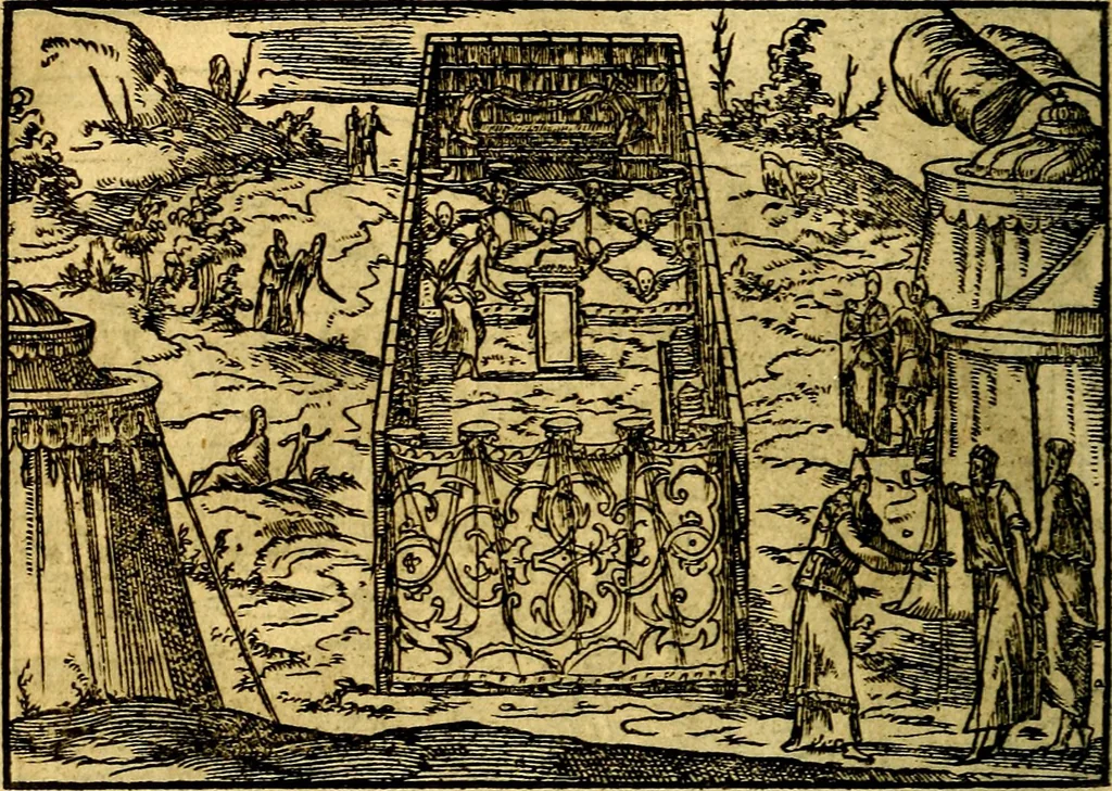 An illustration from Historiarvm memorabilivm ex Exodo, sequentibusq́ [] libris descriptio, 1558, leaf 83